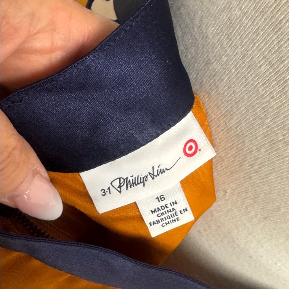 NWT 3.1 Phillip Lim Orange and Blue Skater Skirt Size 16 - Picture 4 of 5